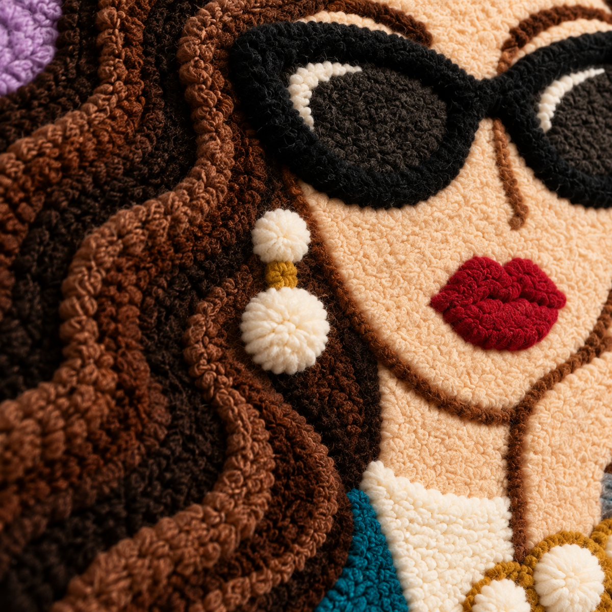 Pearls and a Leopard Scarf — tufted wool texture detail