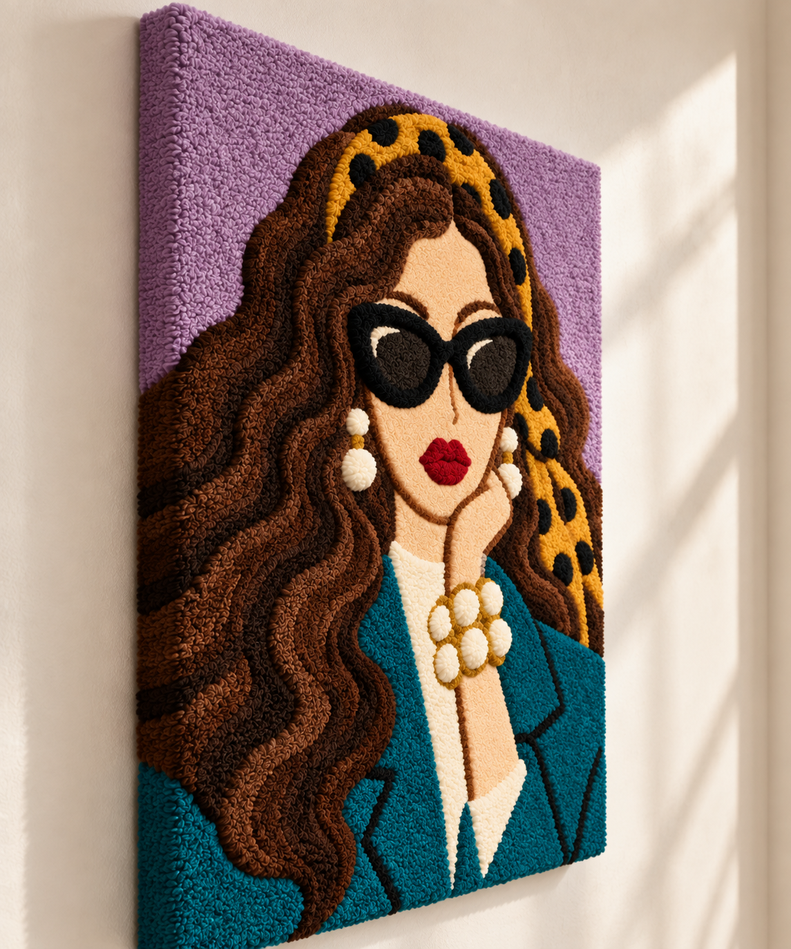 Pearls and a Leopard Scarf — angled relief view