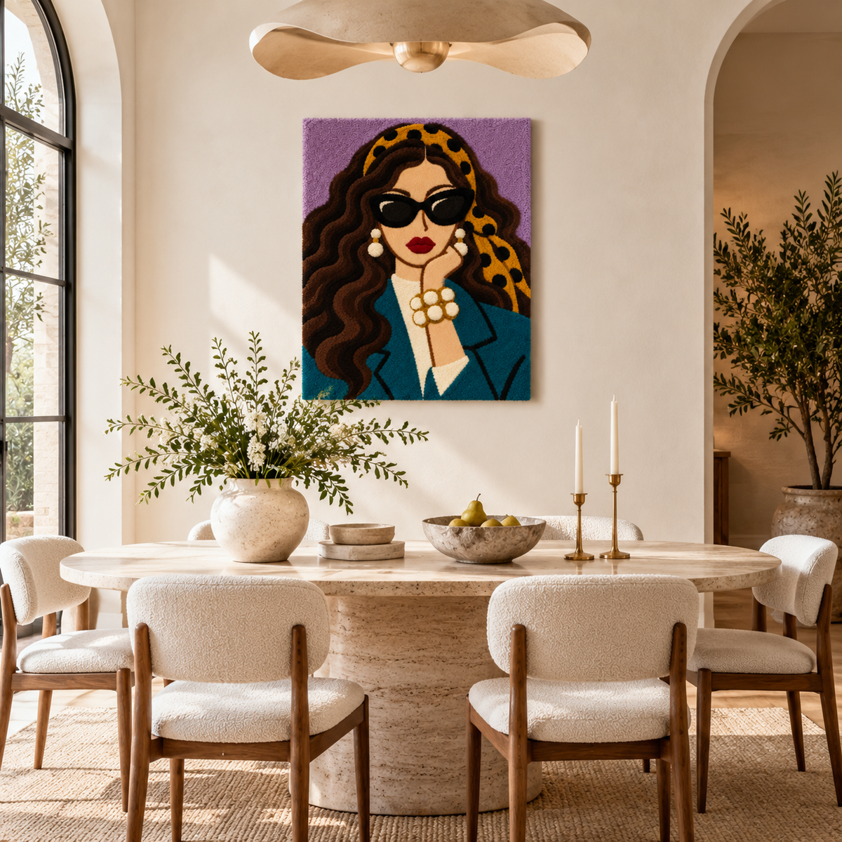 Pearls and a Leopard Scarf — room setting