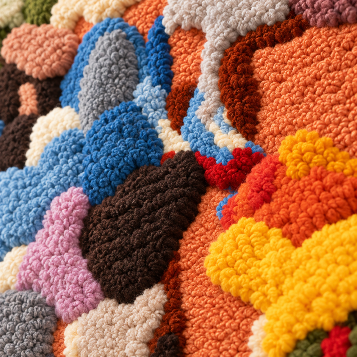 Persimmon Colourfall — tufted wool texture detail