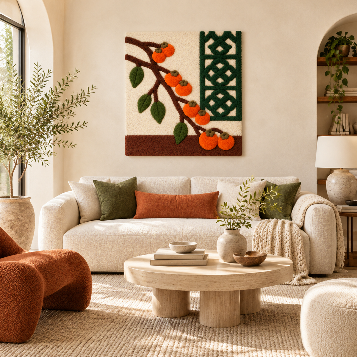 Persimmons by the Jade Lattice — front-facing room scene