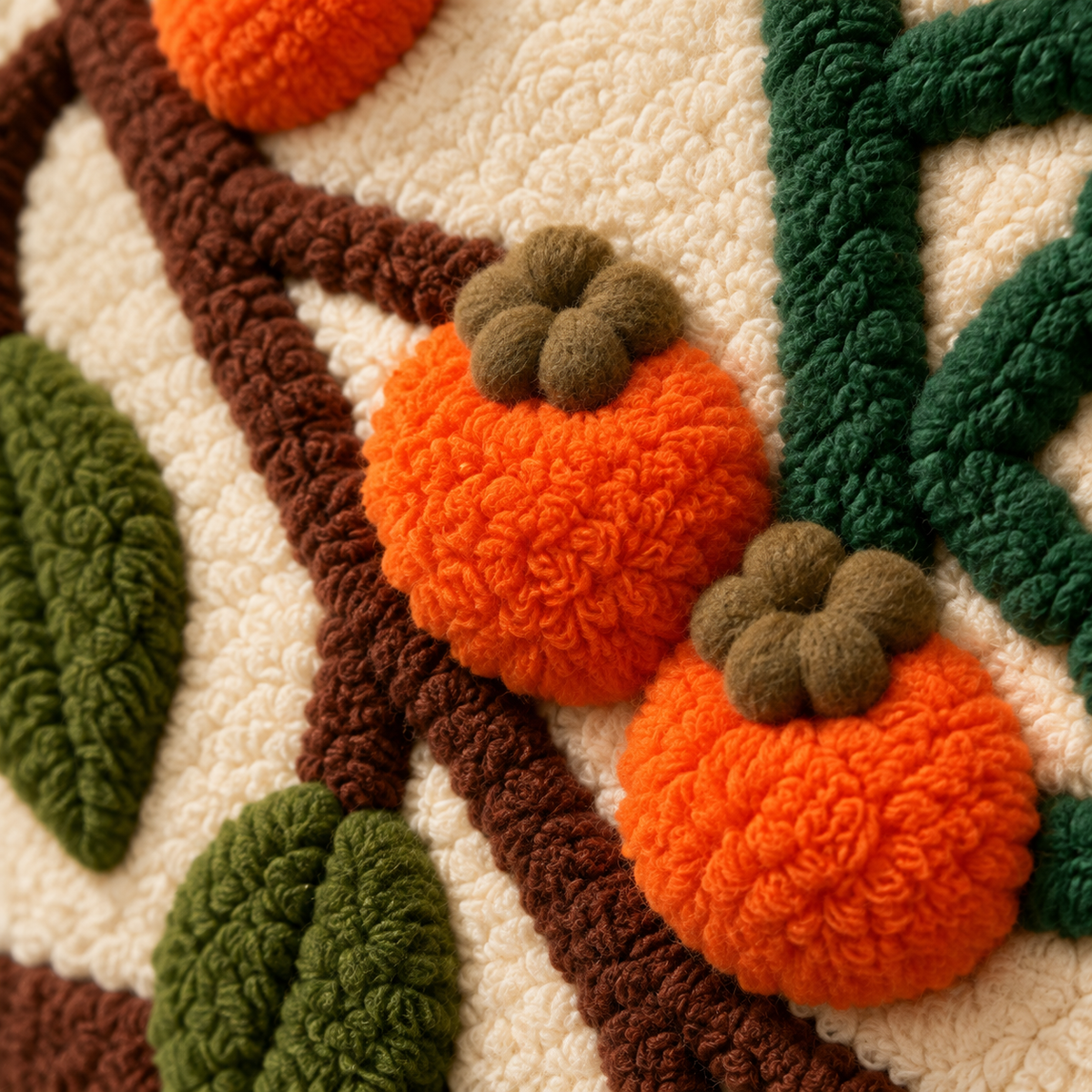 Persimmons by the Jade Lattice — tufted wool texture detail