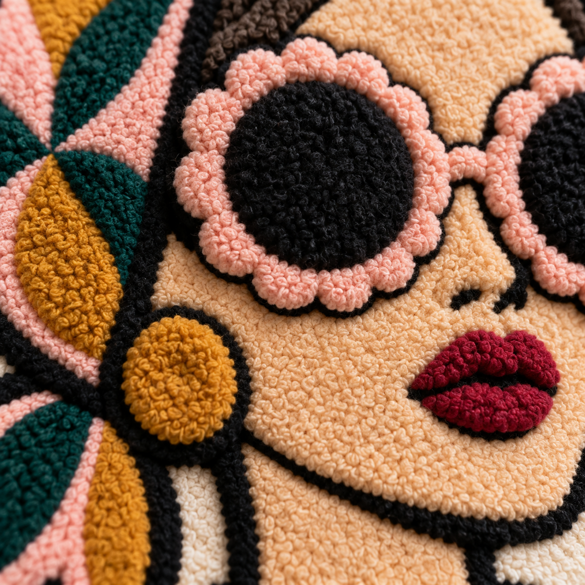 Petal-Lens Muse — tufted wool texture detail