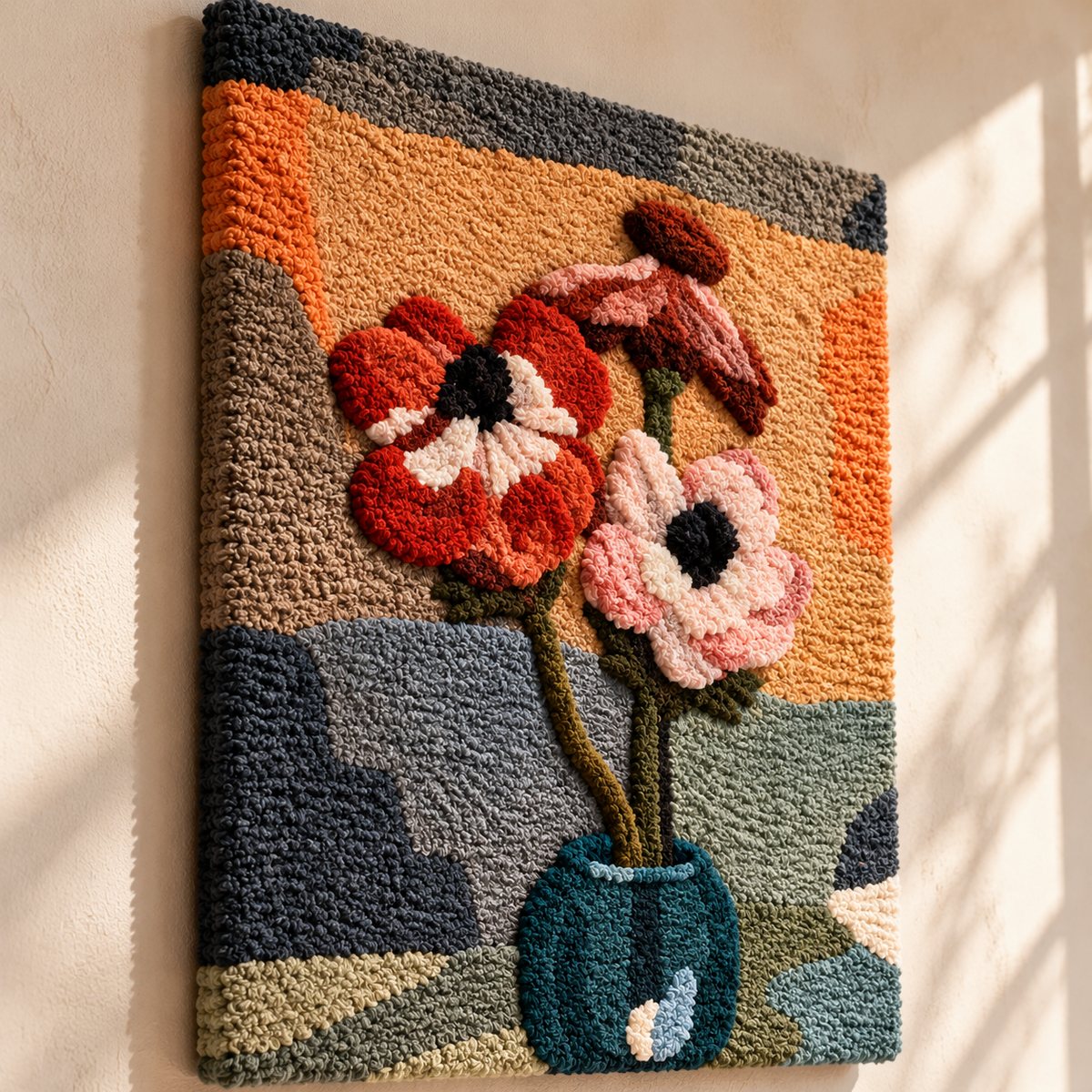 Anemones in a Vase after Piet Mondrian — angled relief view