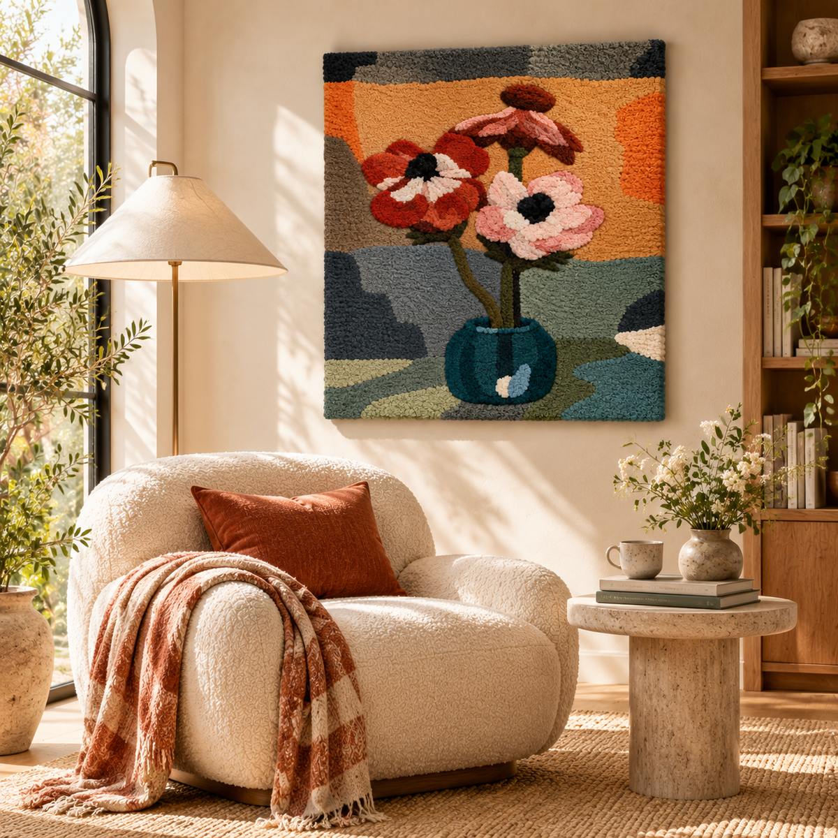 Anemones in a Vase after Piet Mondrian — room setting