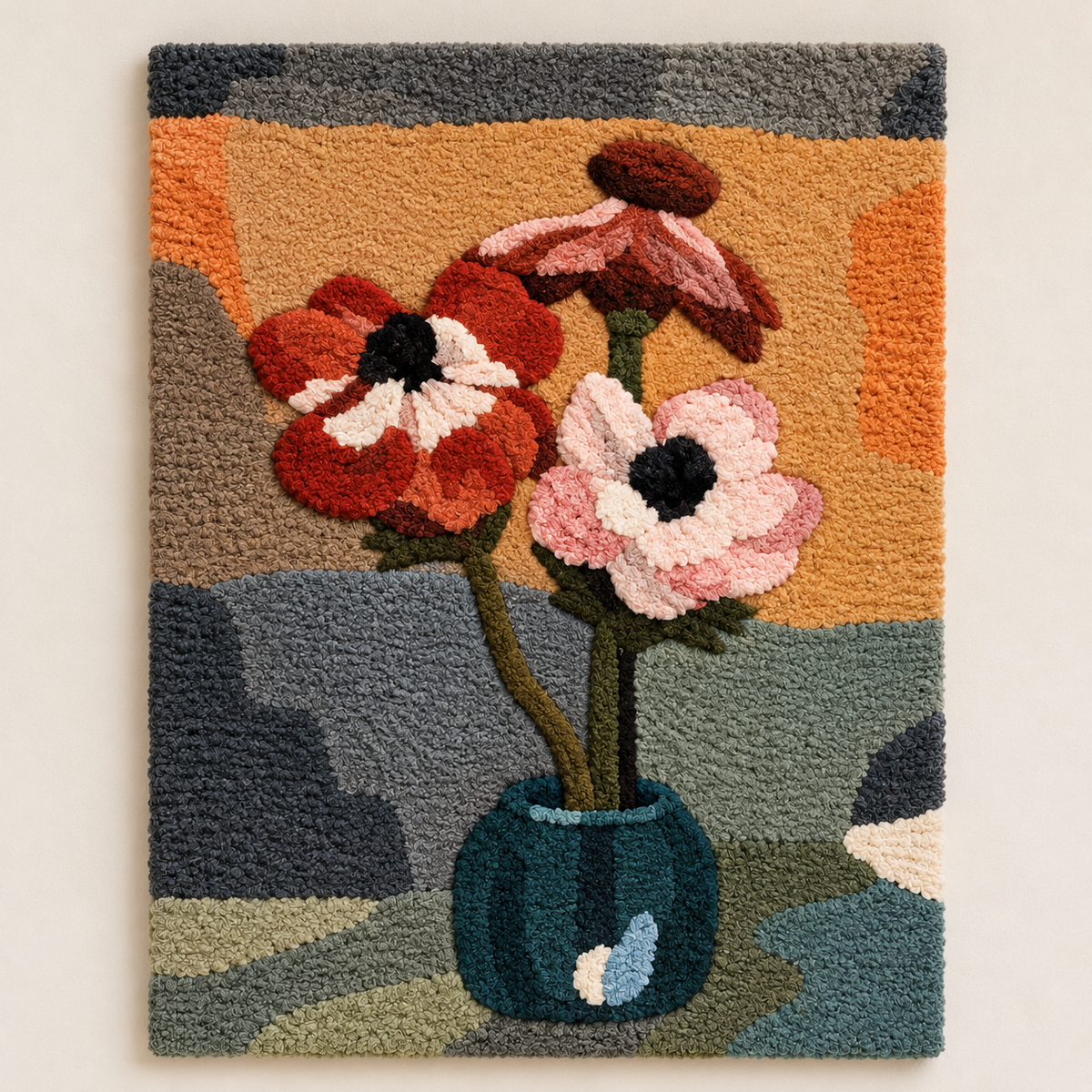 Anemones in a Vase after Piet Mondrian — front product view on a pale beige background [product-light]