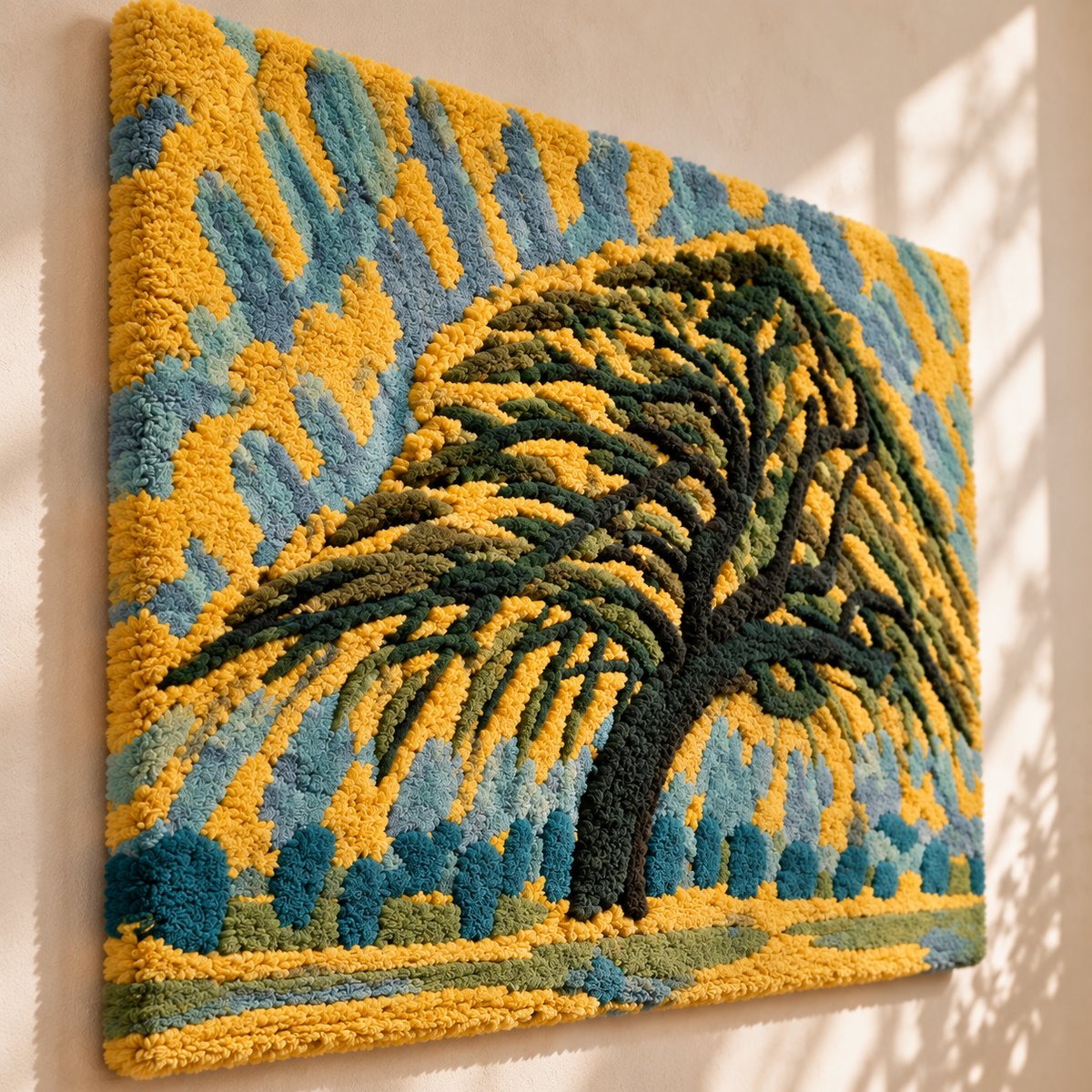 Apple Tree — Pointillist Study after Piet Mondrian — angled relief view