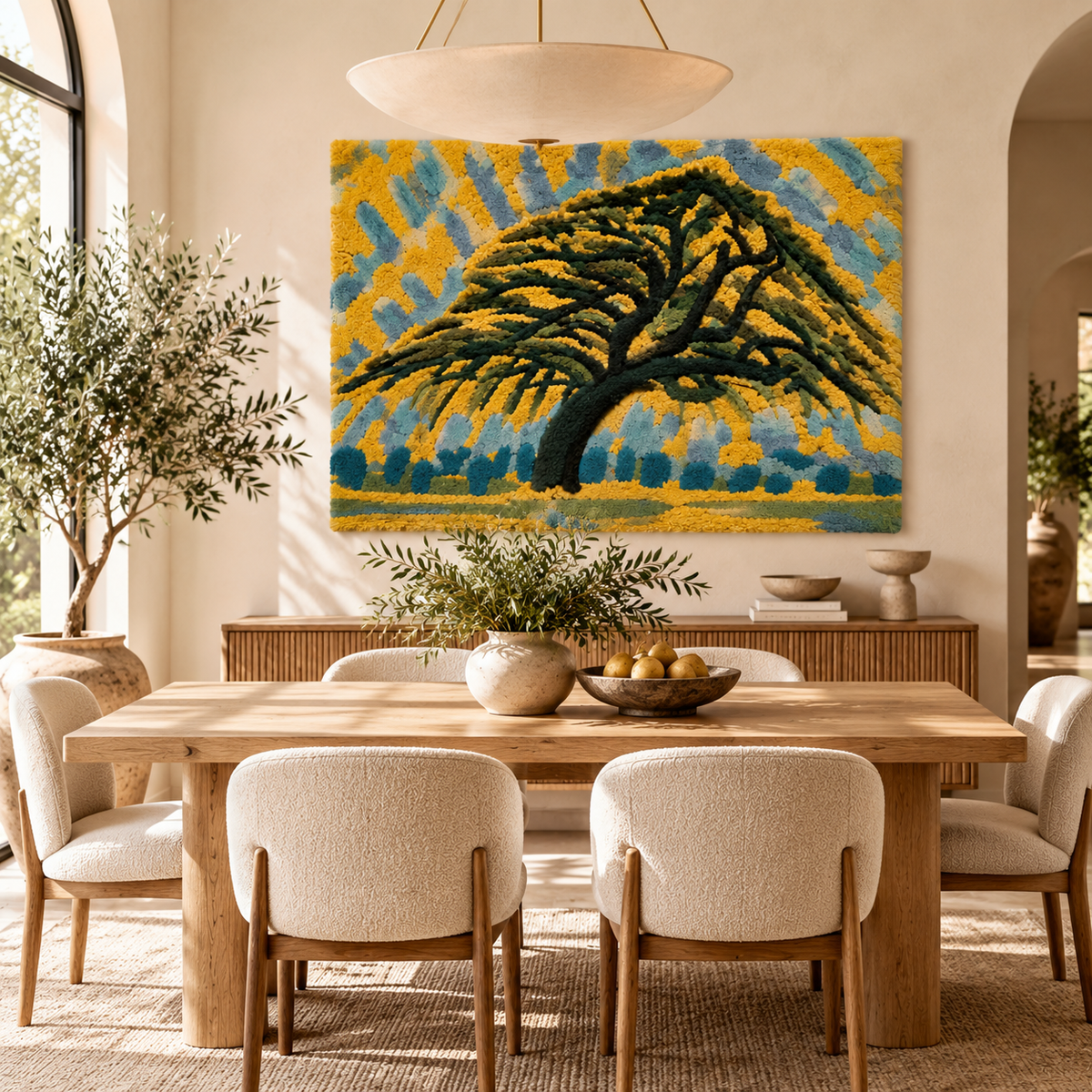 Apple Tree — Pointillist Study after Piet Mondrian — room setting