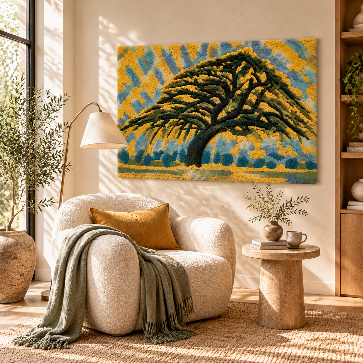 Apple Tree — Pointillist Study after Piet Mondrian — room setting