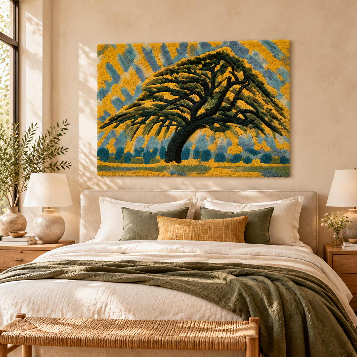Apple Tree — Pointillist Study after Piet Mondrian — room setting