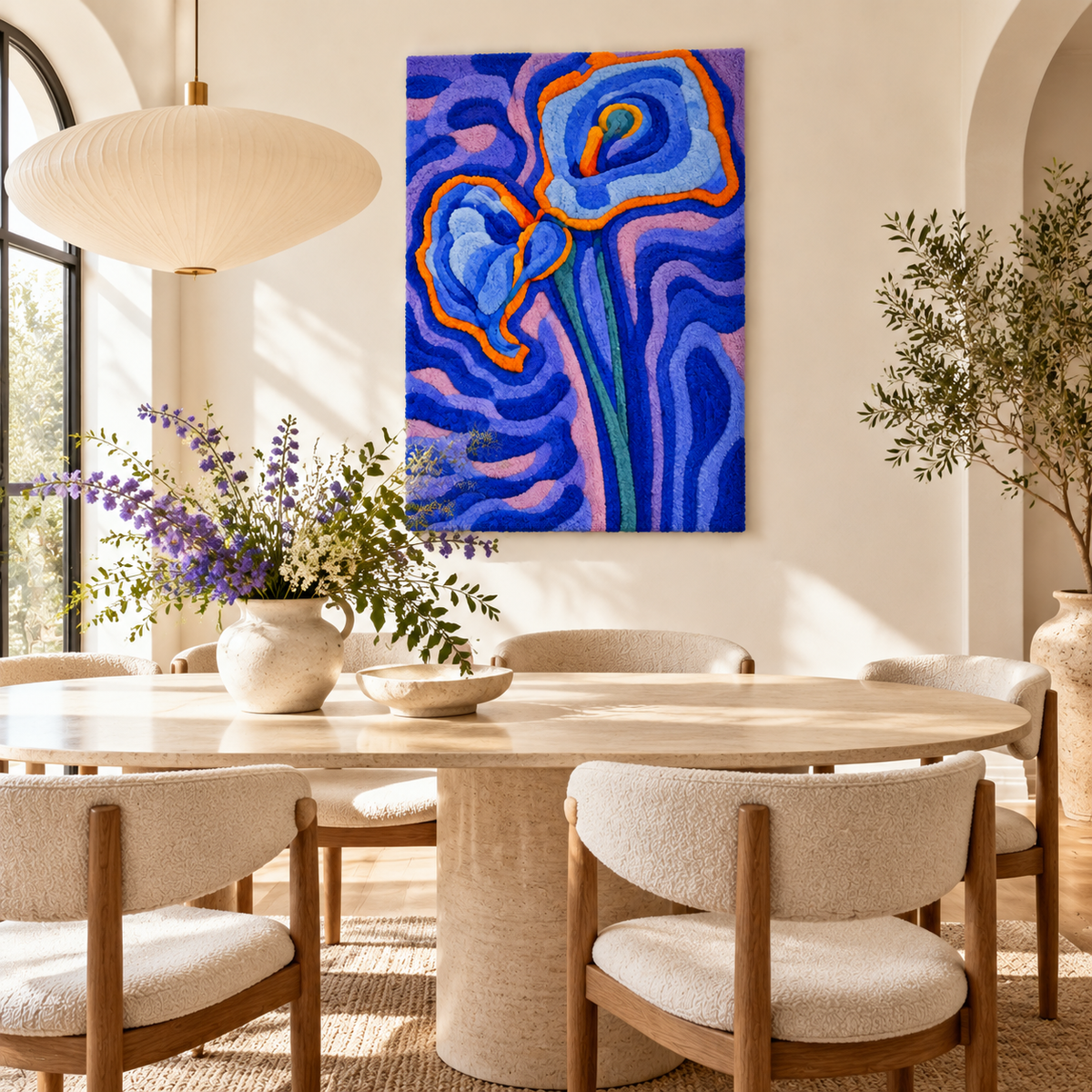 Arum Lilies after Piet Mondrian — room setting