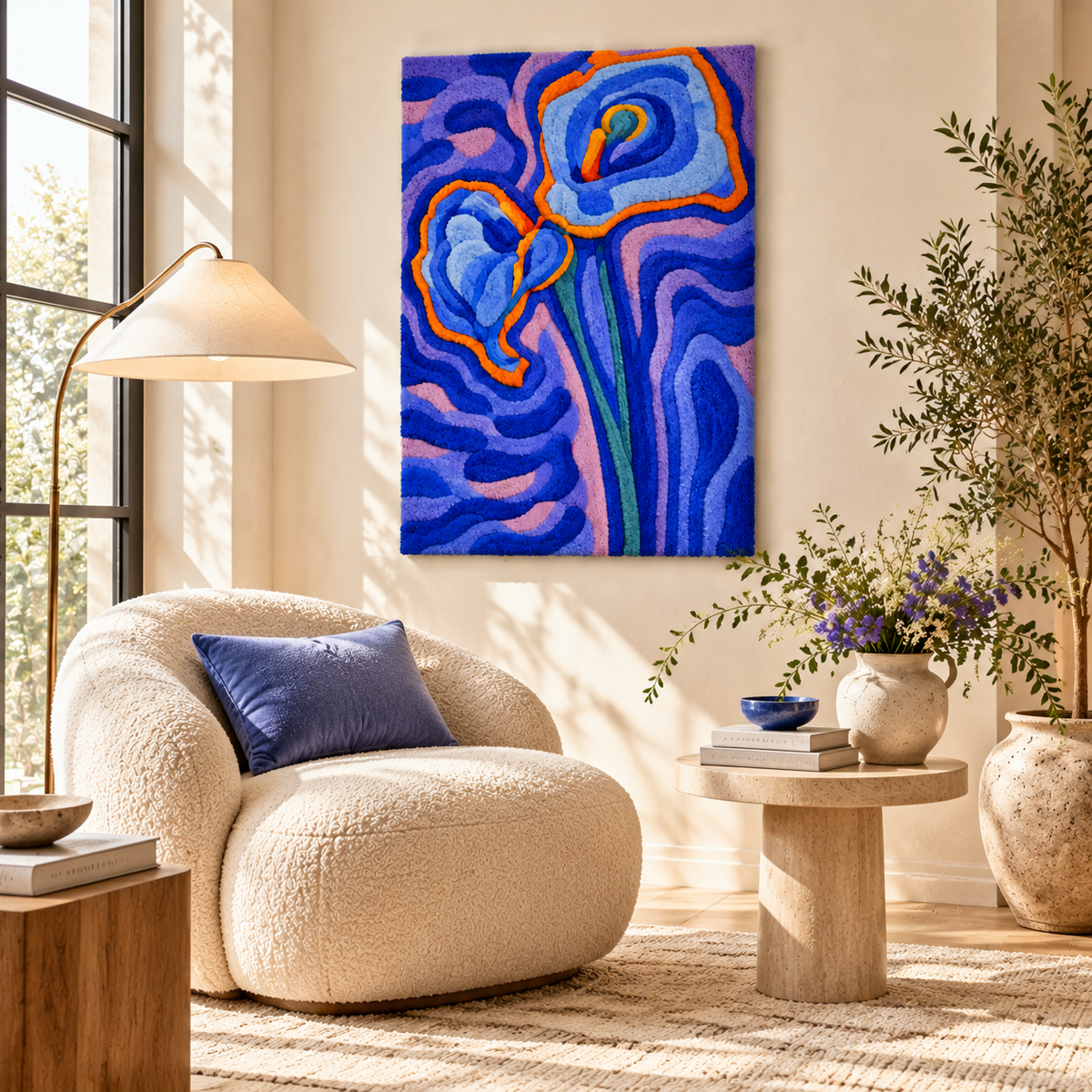 Arum Lilies after Piet Mondrian — room setting