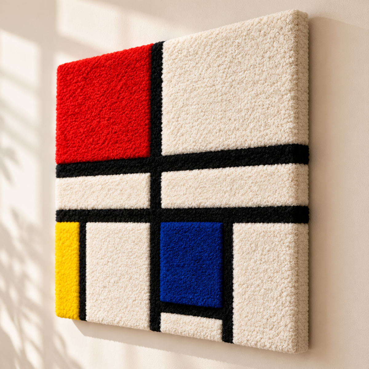 Composition C (No. III) with Red, Yellow and Blue after Piet Mondrian — angled relief view