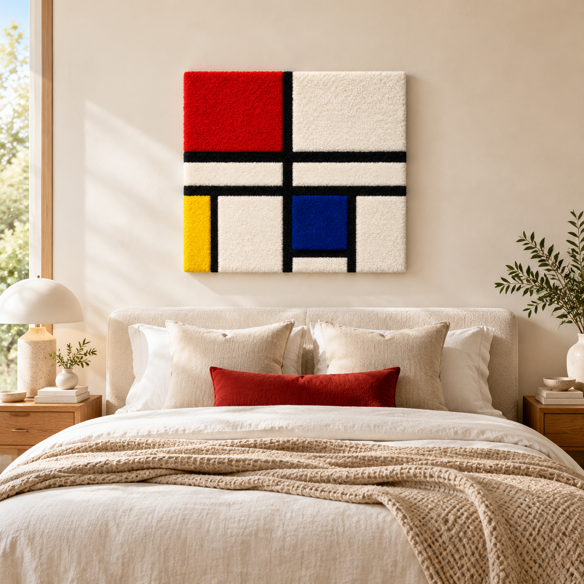 Composition C (No. III) with Red, Yellow and Blue after Piet Mondrian — room setting