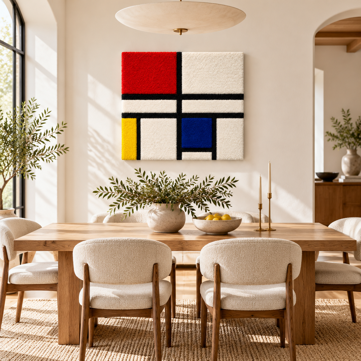Composition C (No. III) with Red, Yellow and Blue after Piet Mondrian — room setting
