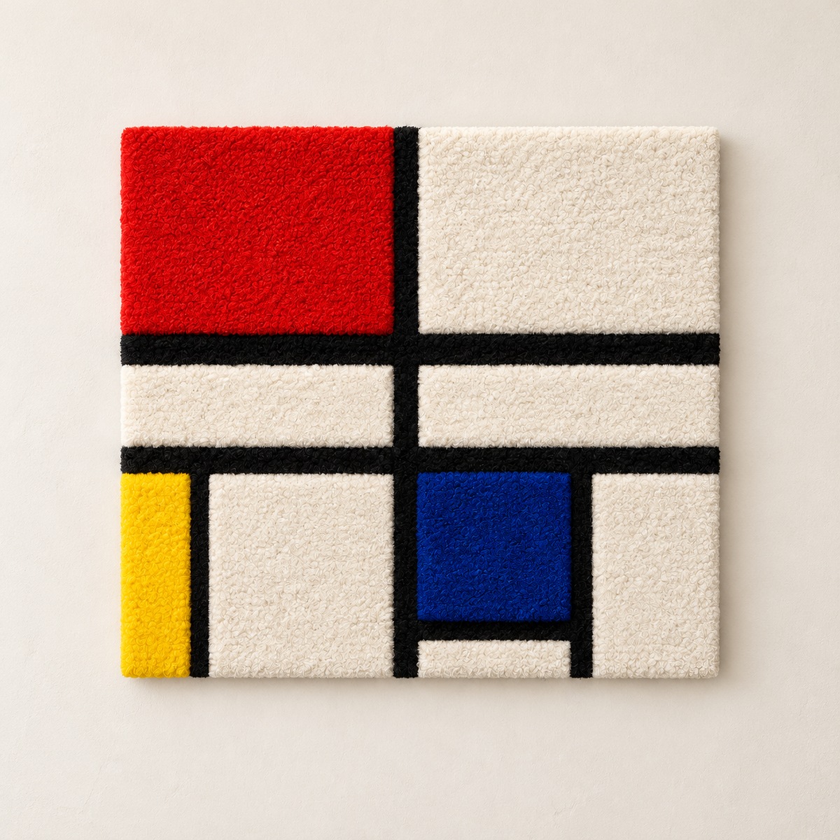 Composition C (No. III) with Red, Yellow and Blue after Piet Mondrian — front product view on a pale beige background [product-light]