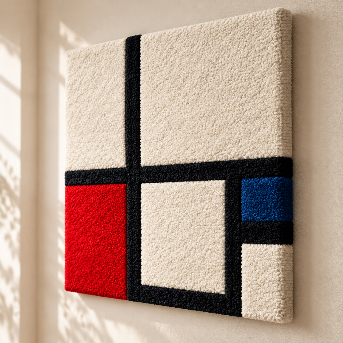 Composition in Colours — No. I with Red and Blue after Piet Mondrian — angled relief view