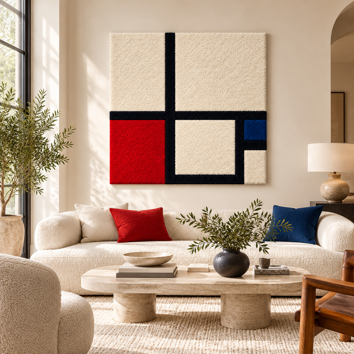 Composition in Colours — No. I with Red and Blue after Piet Mondrian — front-facing room scene [room-front]