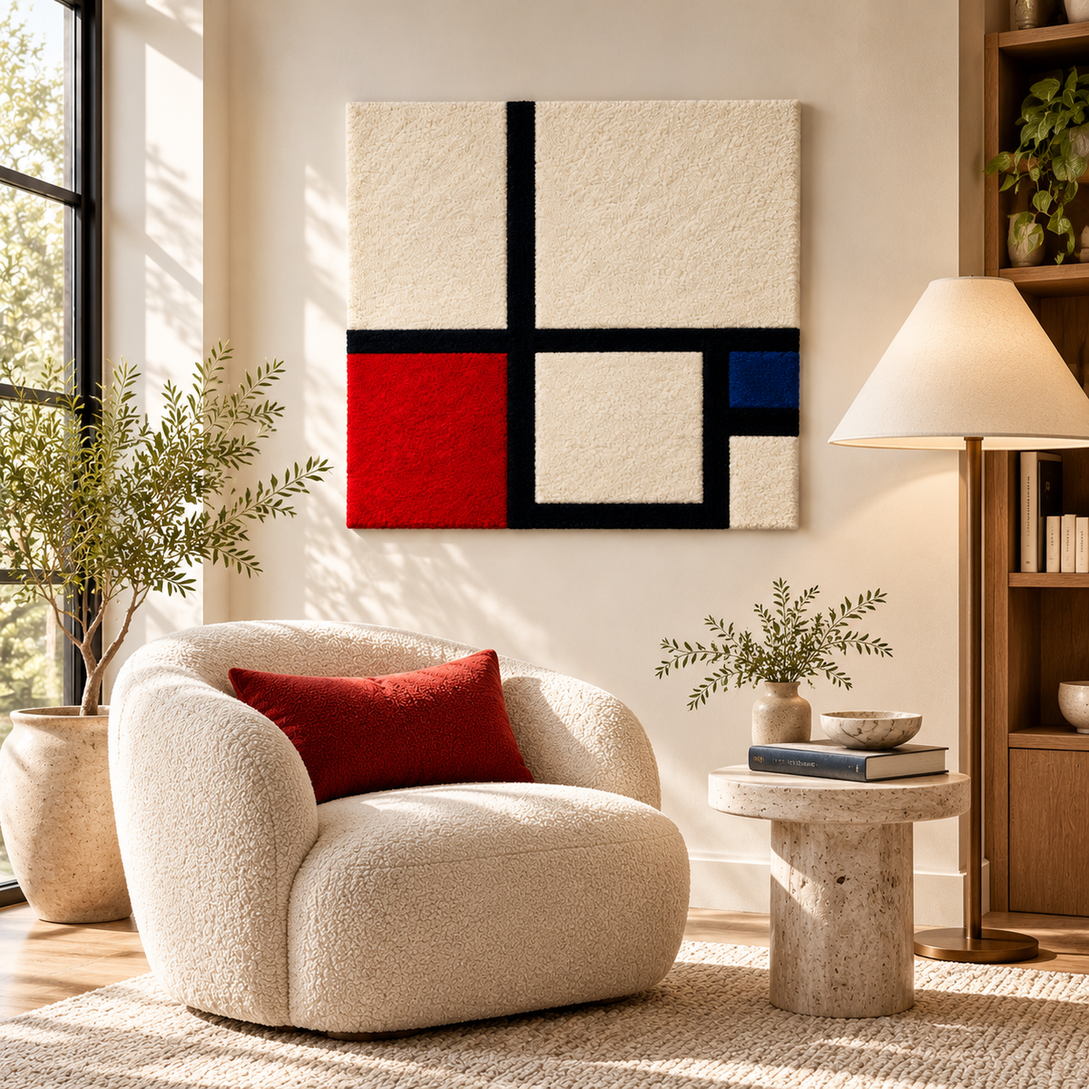 Composition in Colours — No. I with Red and Blue after Piet Mondrian — room setting