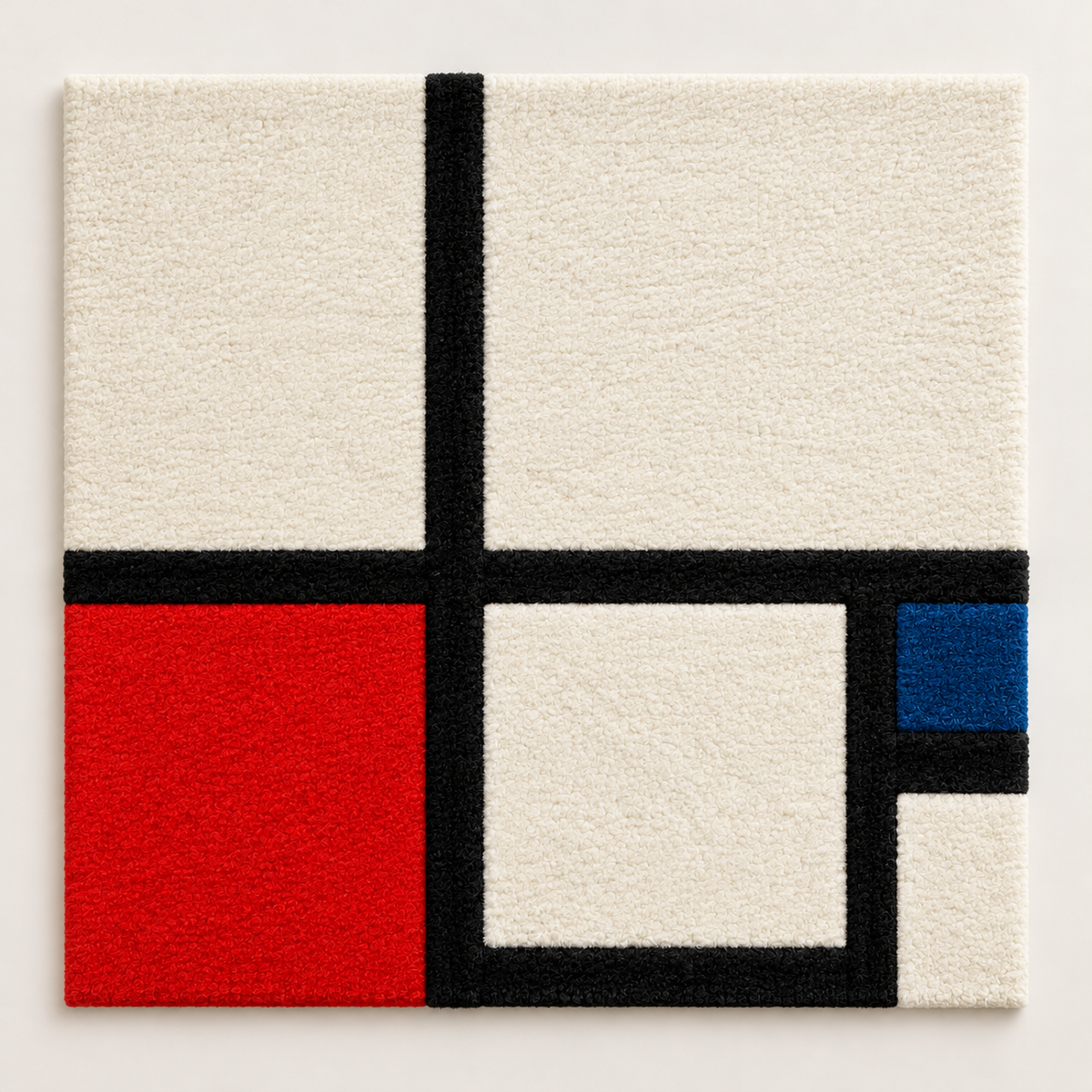 Composition in Colours — No. I with Red and Blue after Piet Mondrian — front product view on a pale beige background [product-light]
