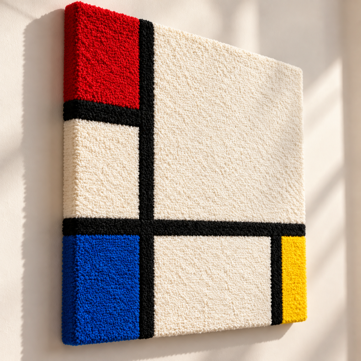 Composition No. IV, with Red, Blue and Yellow after Piet Mondrian — angled relief view
