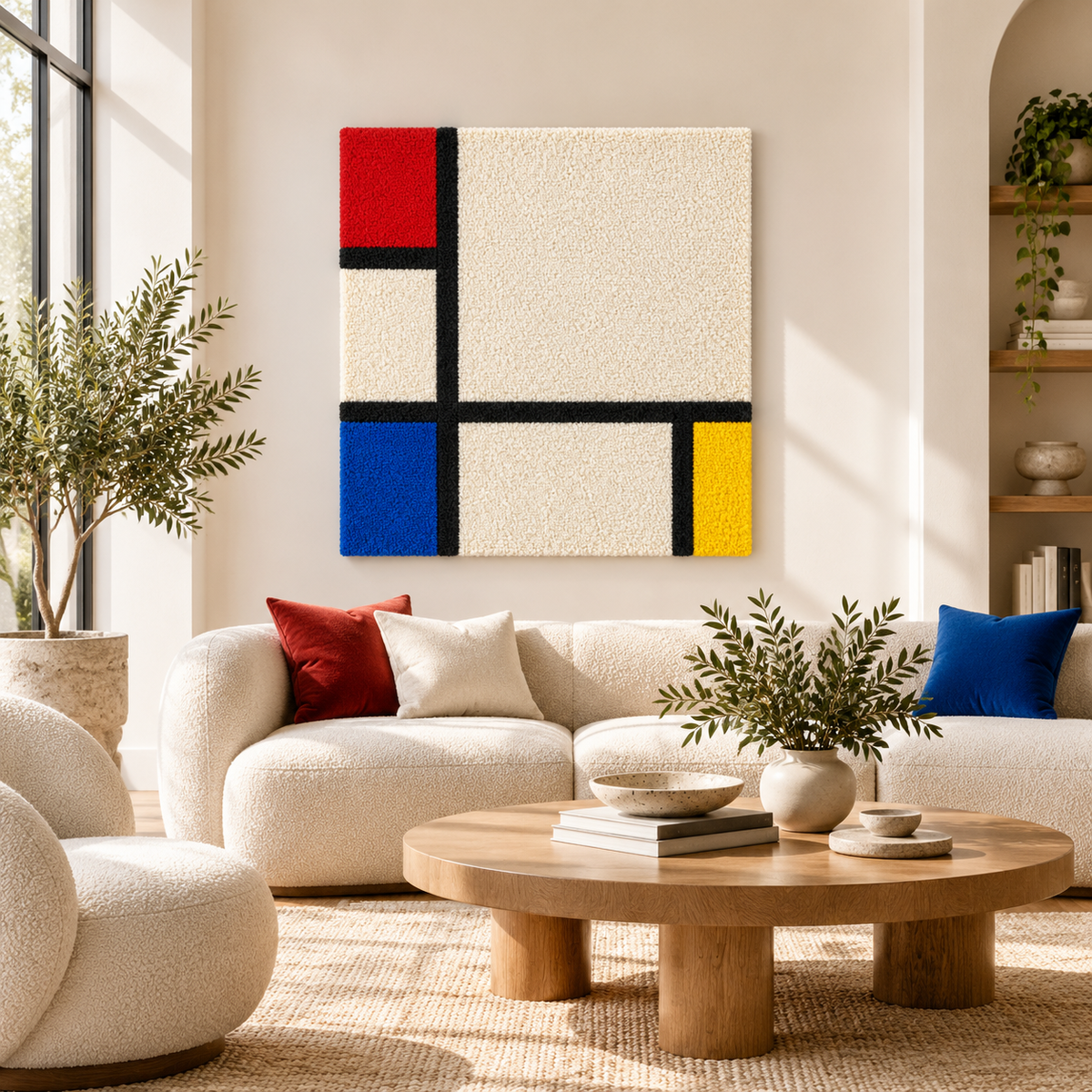 Composition No. IV, with Red, Blue and Yellow after Piet Mondrian — front-facing room scene [room-front]