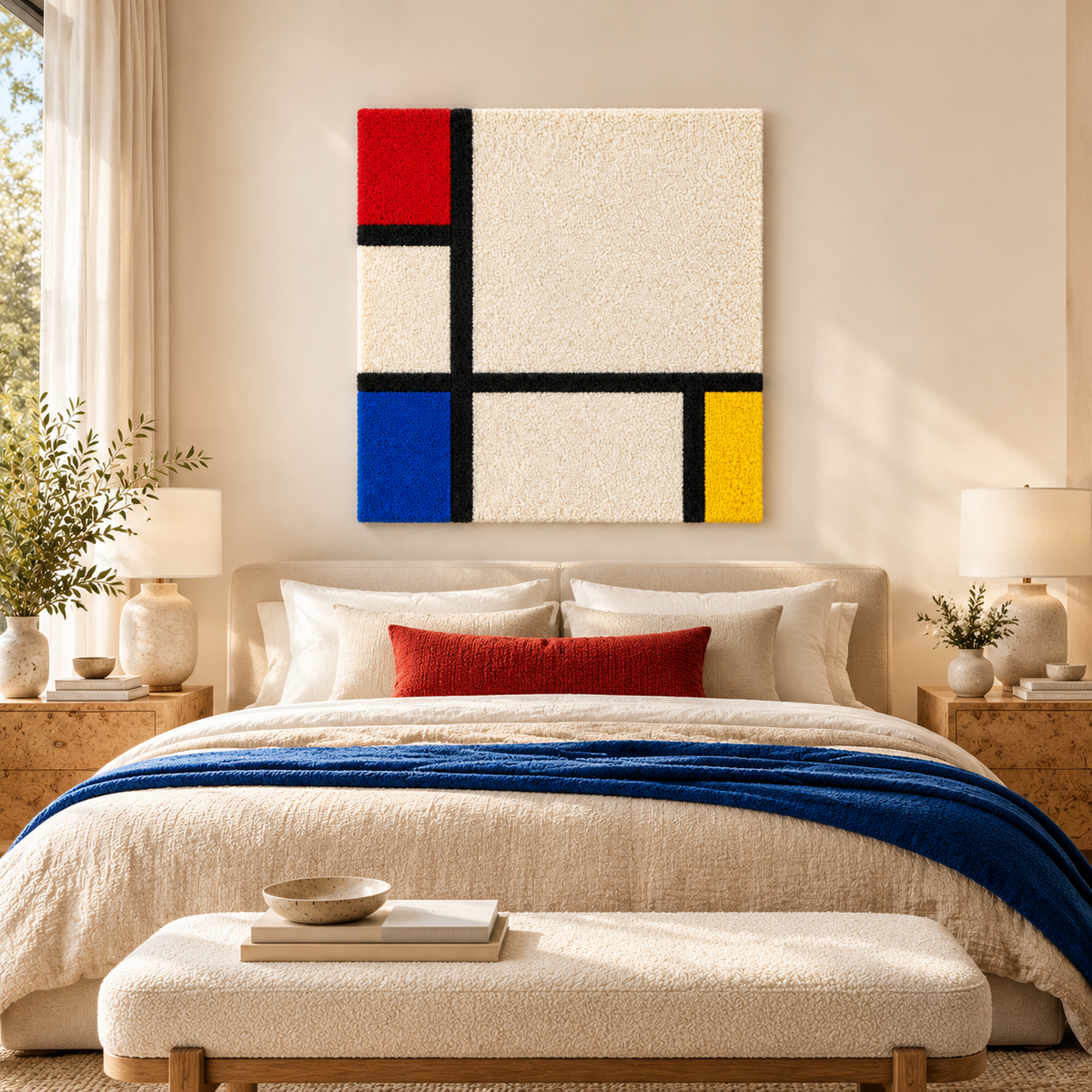 Composition No. IV, with Red, Blue and Yellow after Piet Mondrian — room setting