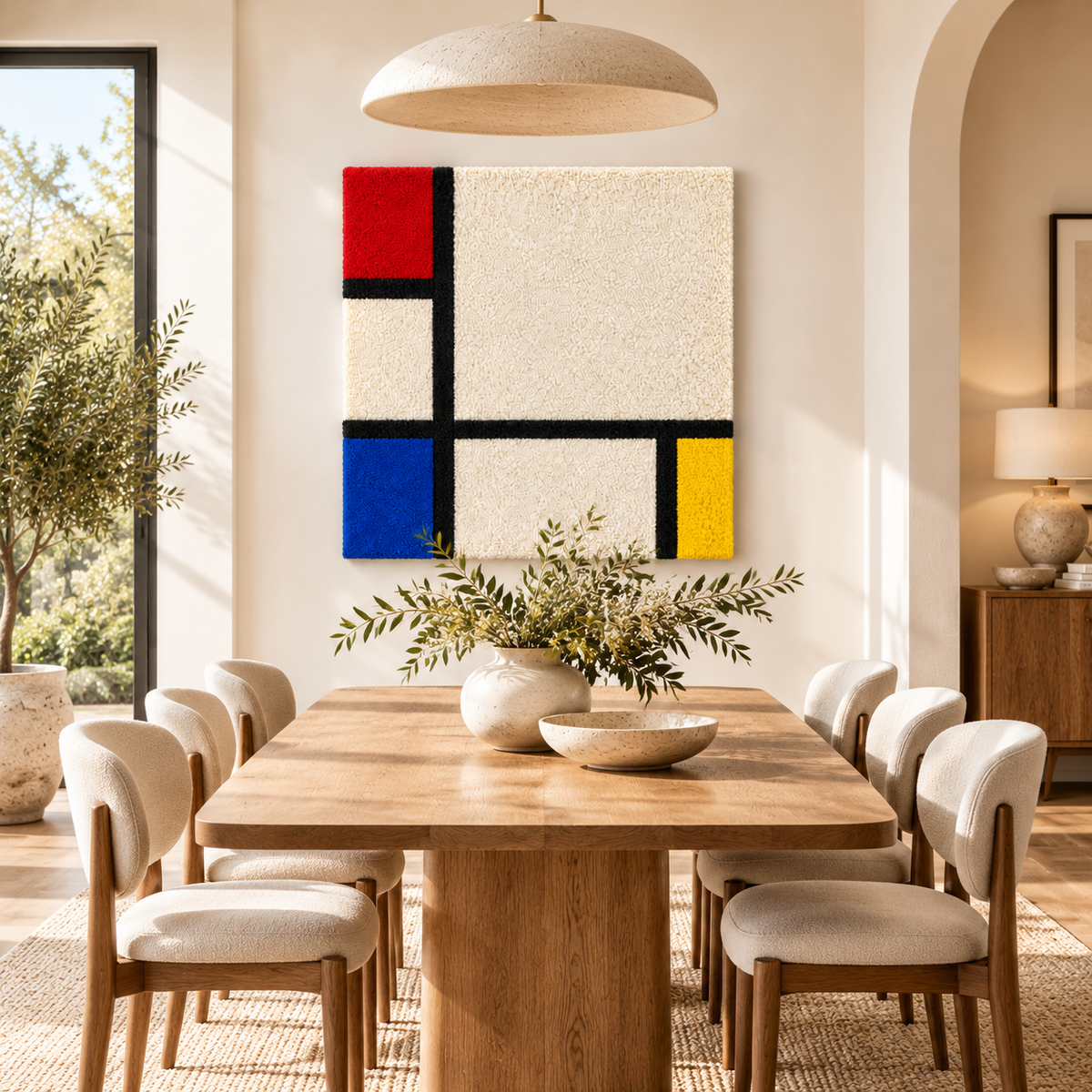 Composition No. IV, with Red, Blue and Yellow after Piet Mondrian — room setting