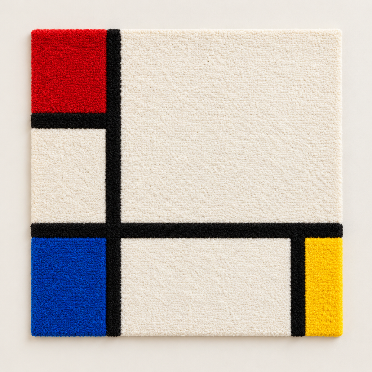 Composition No. IV, with Red, Blue and Yellow after Piet Mondrian — front product view on a pale beige background [product-light]