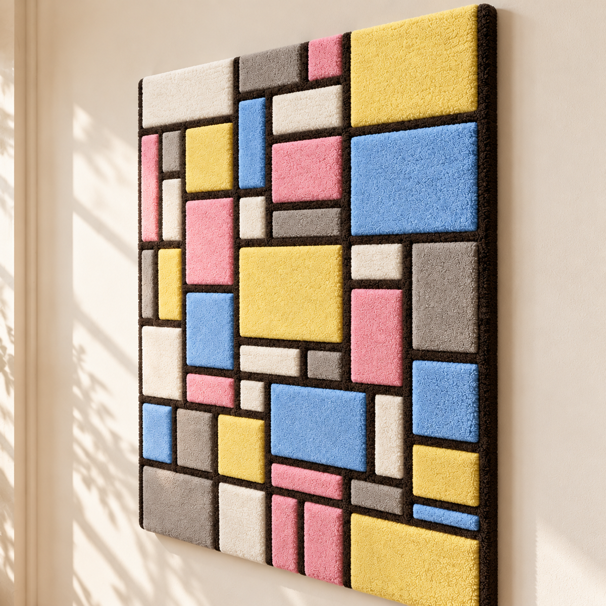 Composition with Grid 6 — Rectangular Interpretation after Piet Mondrian — angled relief view