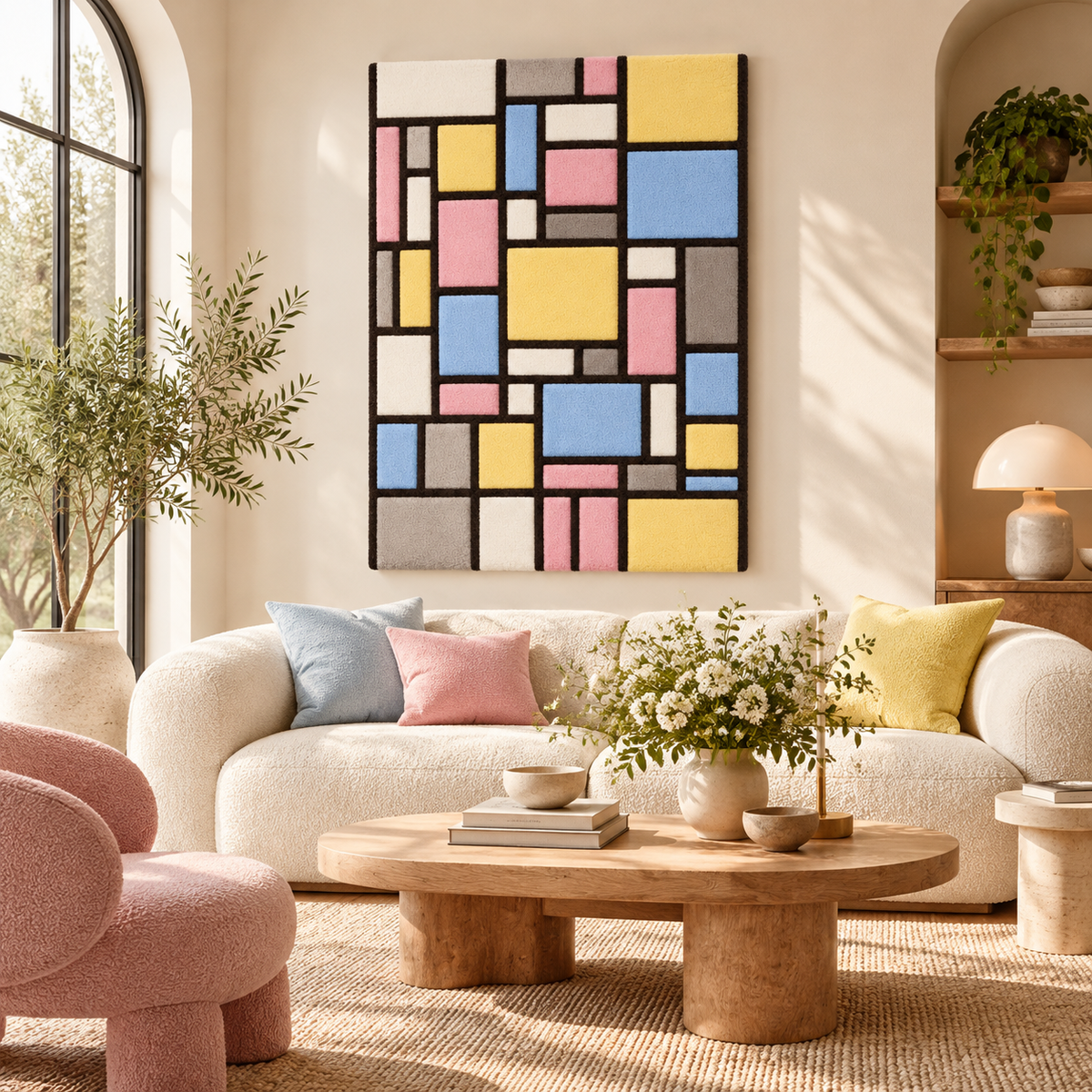 Composition with Grid 6 — Rectangular Interpretation after Piet Mondrian — front-facing room scene [room-front]