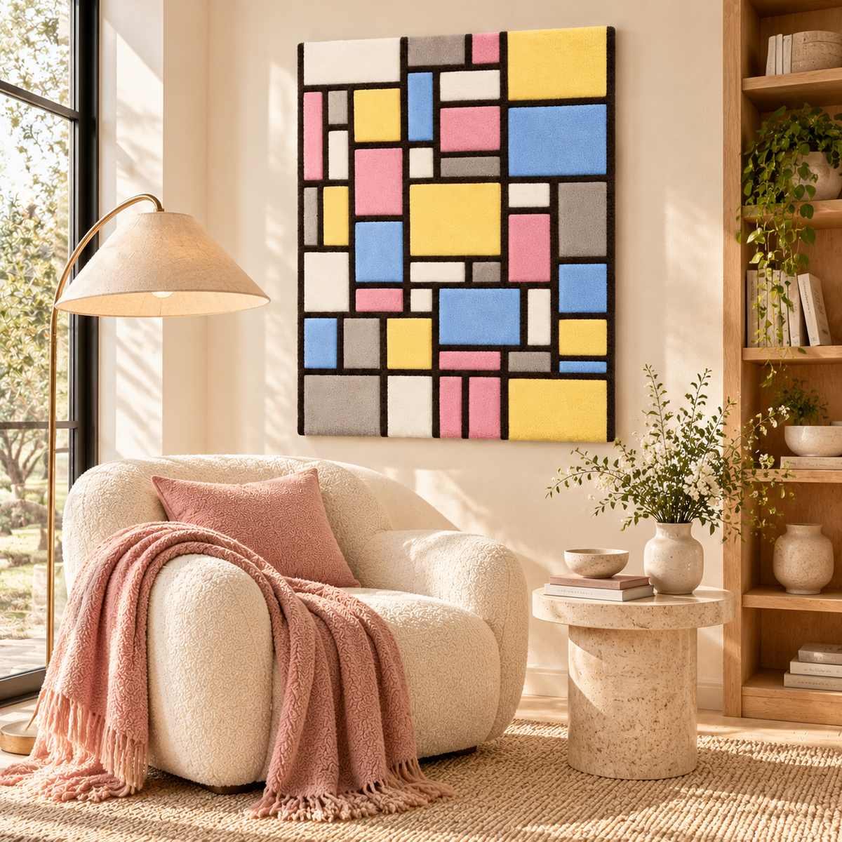 Composition with Grid 6 — Rectangular Interpretation after Piet Mondrian — room setting