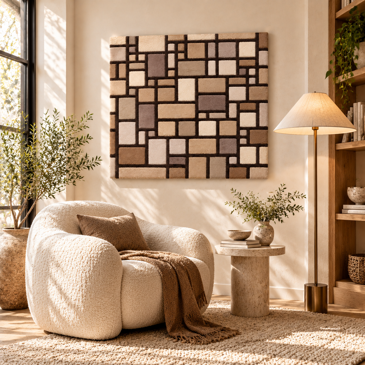 Composition with Grid 7 after Piet Mondrian — room setting
