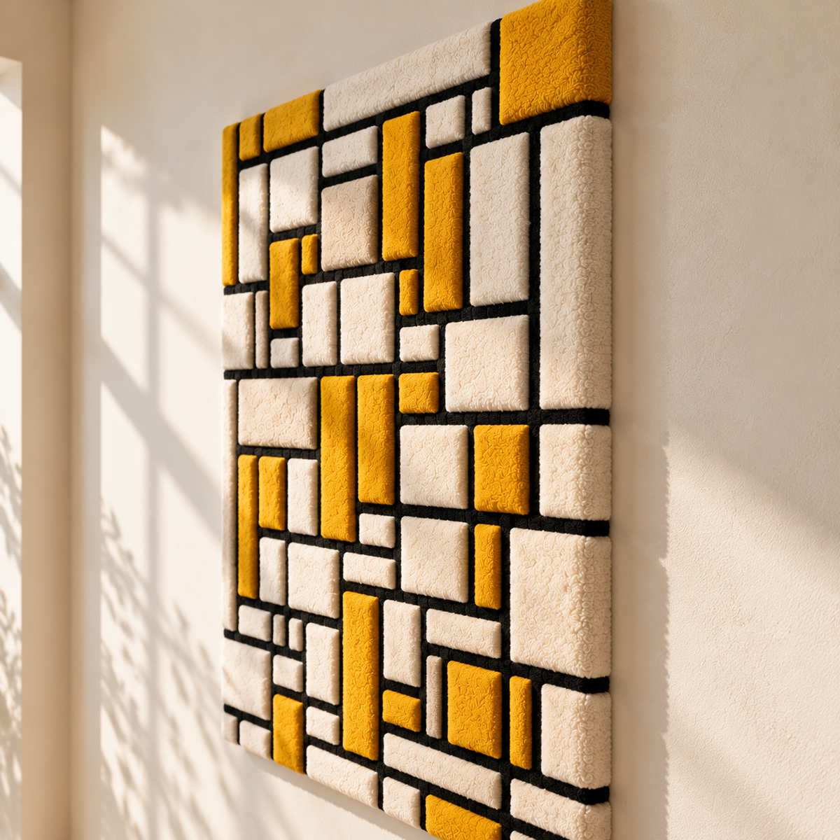 Composition with Grid No. 1 after Piet Mondrian — angled relief view