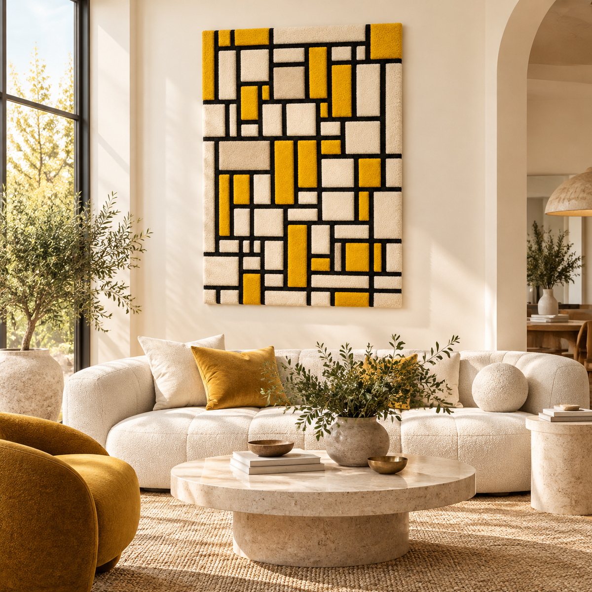 Composition with Grid No. 1 after Piet Mondrian — front-facing room scene [room-front]