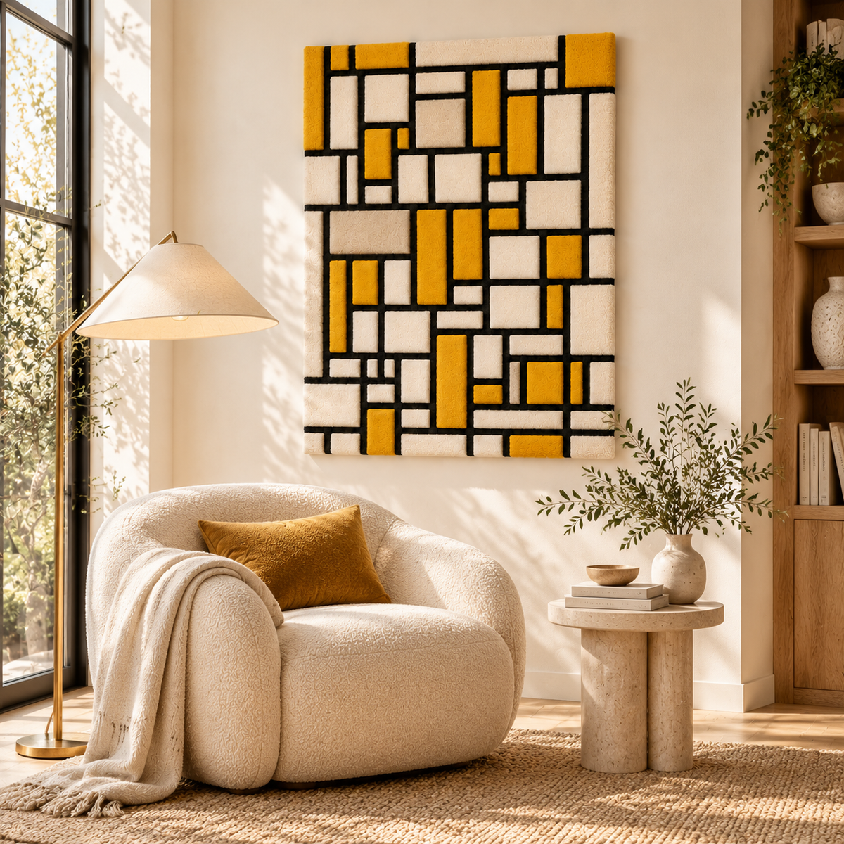 Composition with Grid No. 1 after Piet Mondrian — room setting