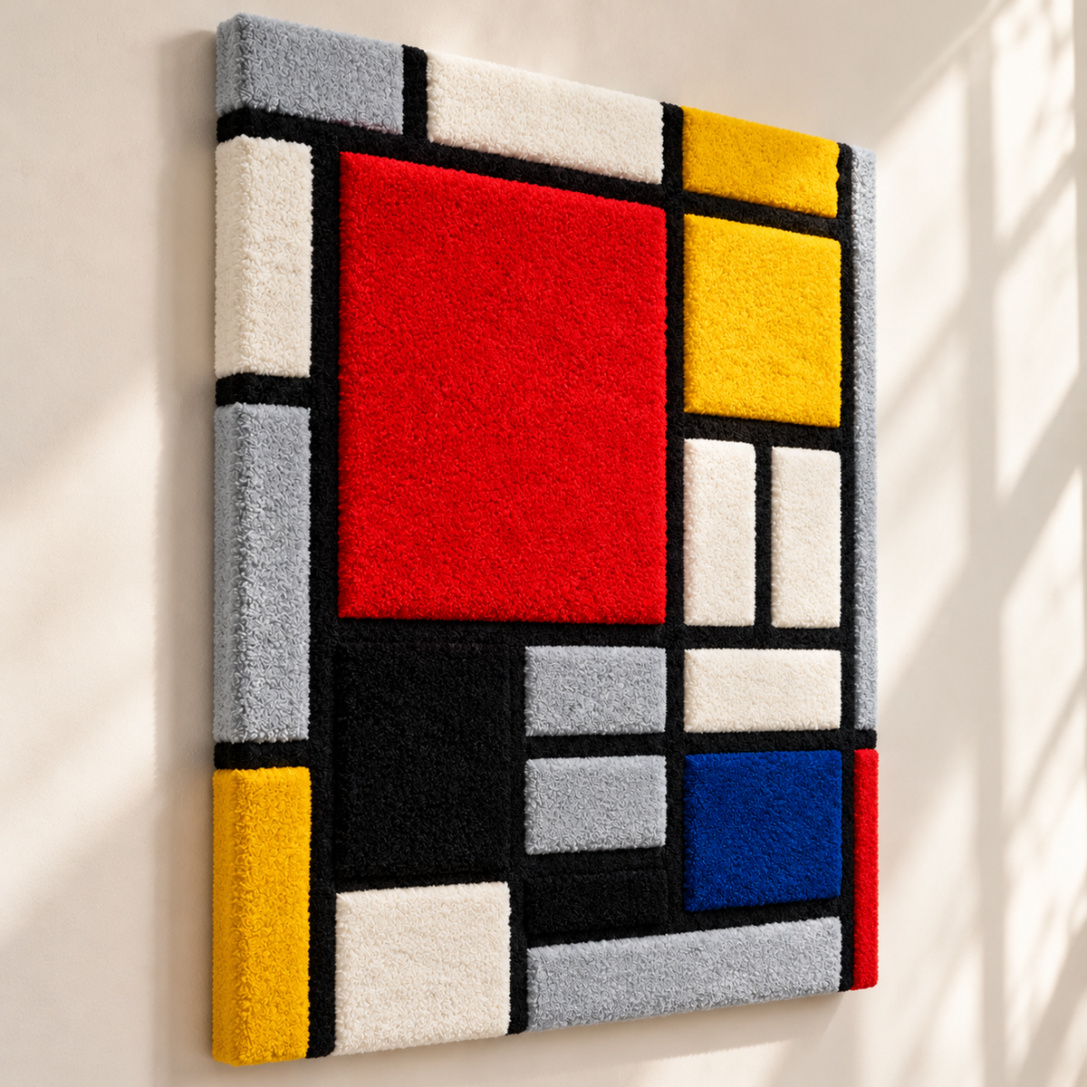Composition with Large Red Plane, Yellow, Black, Gray and Blue after Piet Mondrian — angled relief view