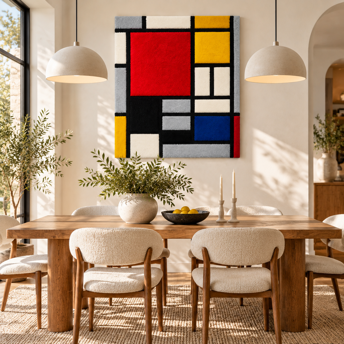 Composition with Large Red Plane, Yellow, Black, Gray and Blue after Piet Mondrian — room setting
