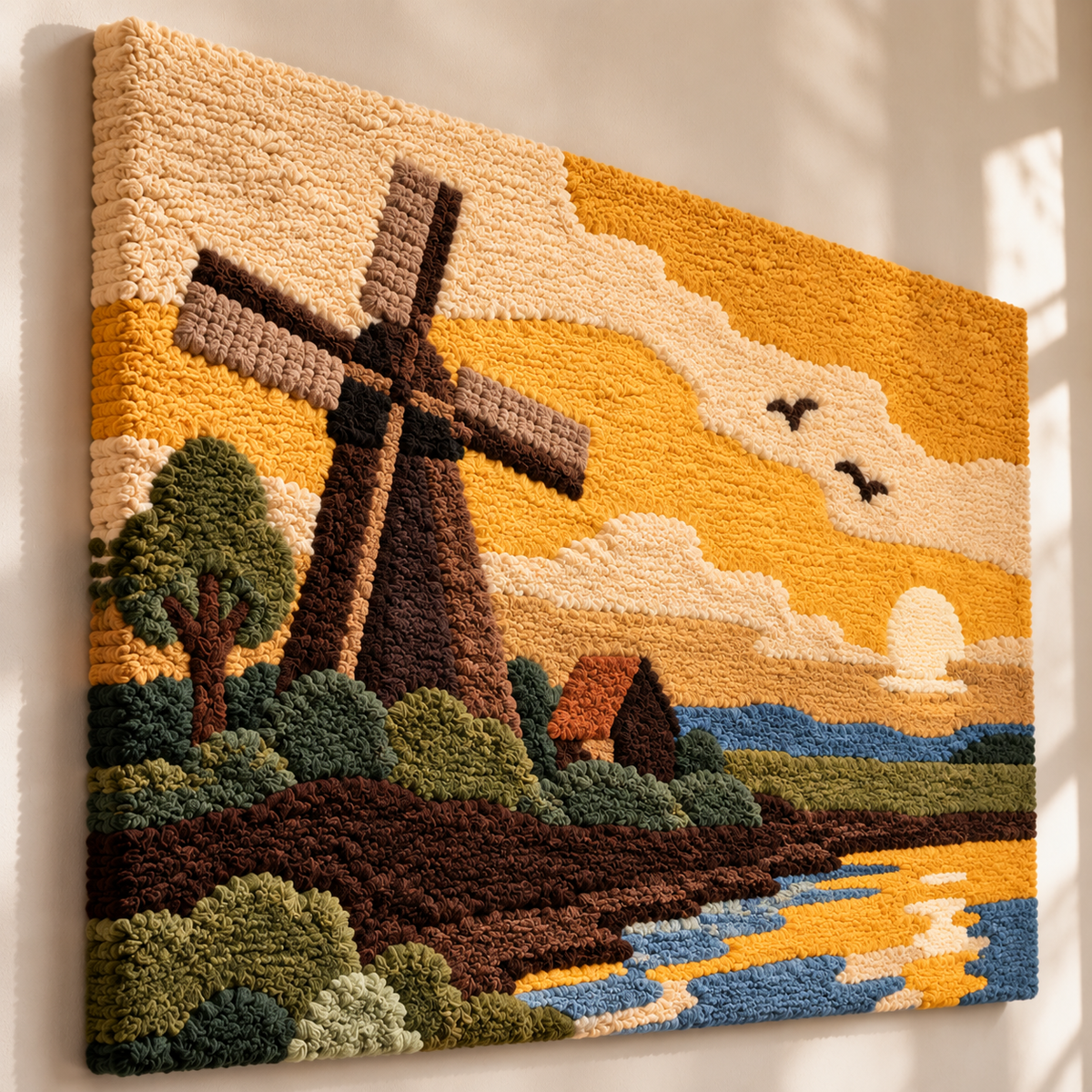 Evening Windmill after Piet Mondrian — angled relief view