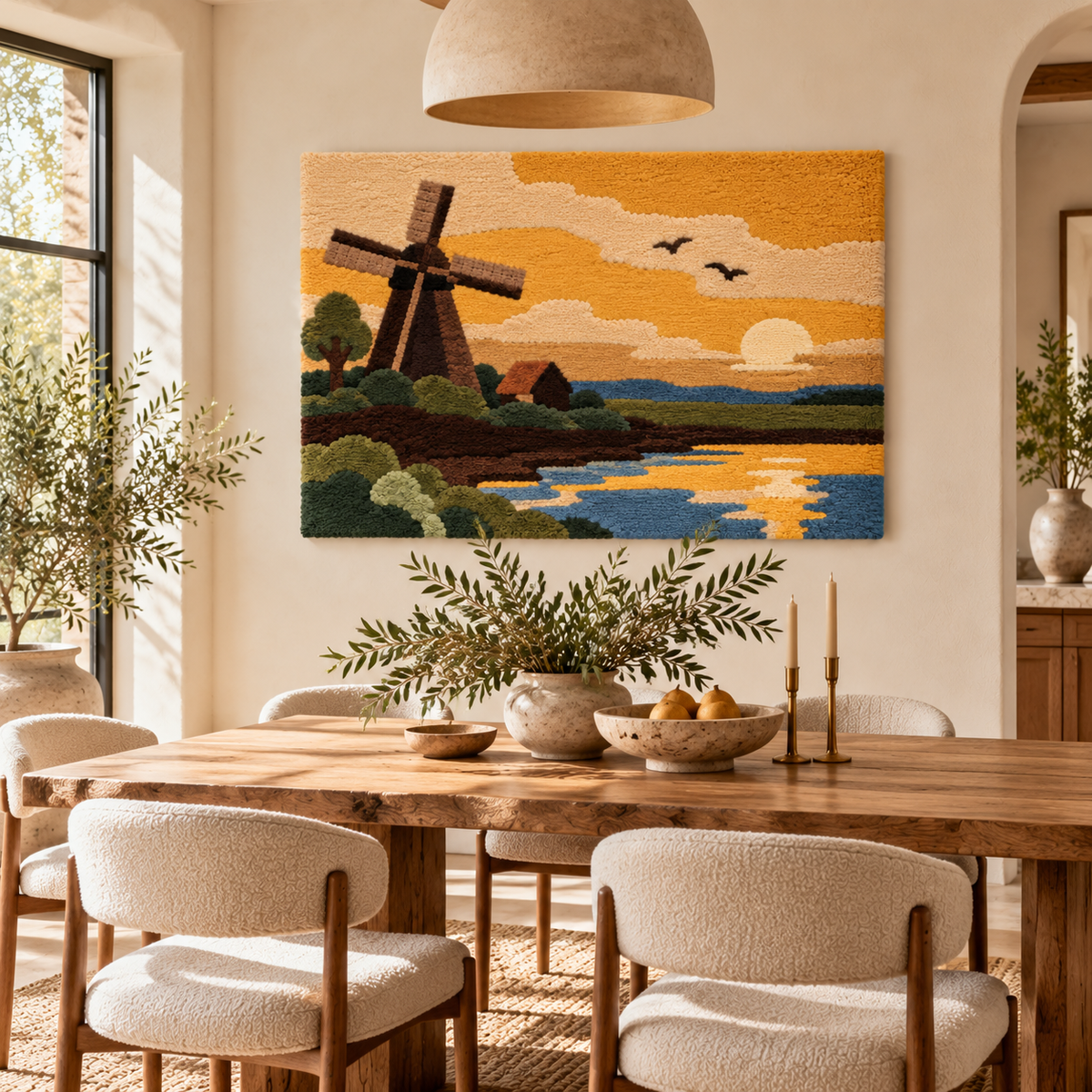 Evening Windmill after Piet Mondrian — room setting