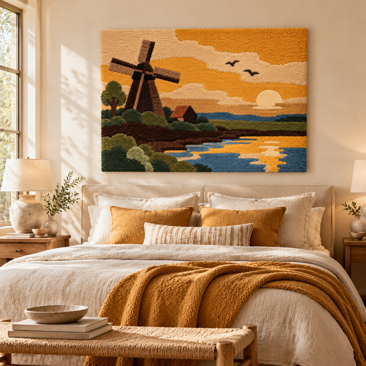 Evening Windmill after Piet Mondrian — room setting