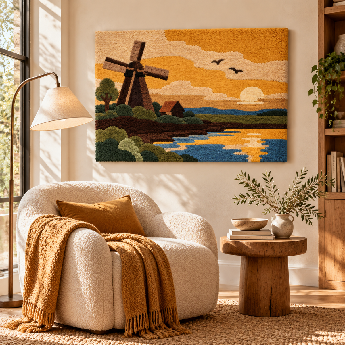 Evening Windmill after Piet Mondrian — room setting