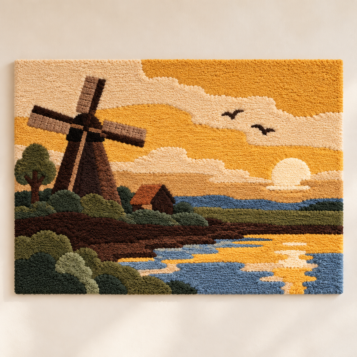 Evening Windmill after Piet Mondrian — front product view on a pale beige background [product-light]