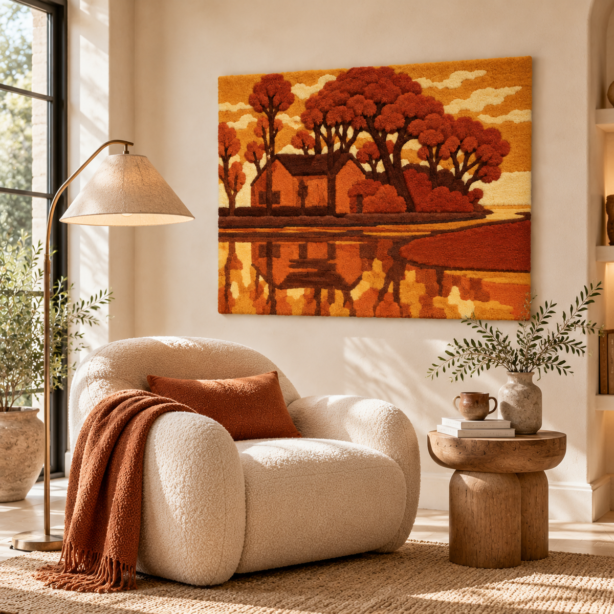 Farm near Duivendrecht after Piet Mondrian — room setting