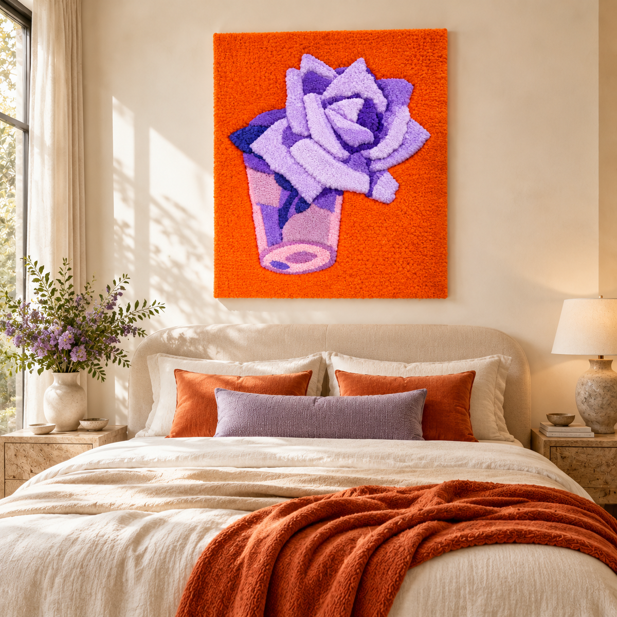 Rose in a Glass after Piet Mondrian — room setting