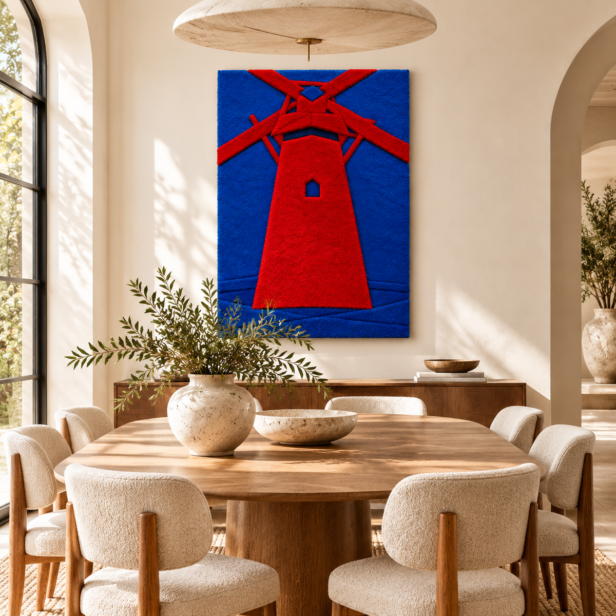 The Red Mill after Piet Mondrian — room setting