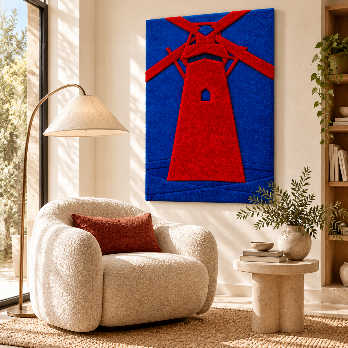 The Red Mill after Piet Mondrian — room setting