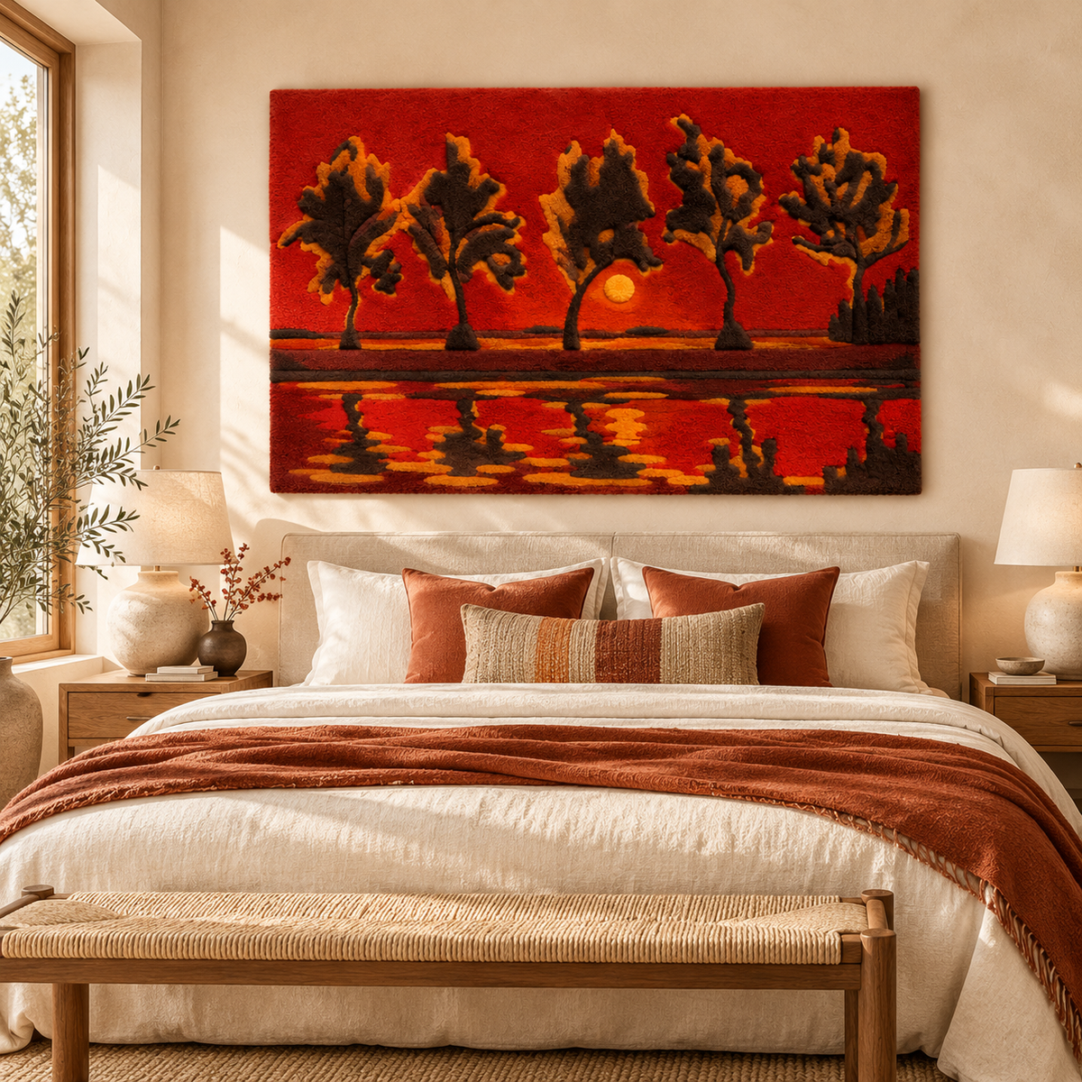 Trees on the Gein — Moonrise after Piet Mondrian — room setting