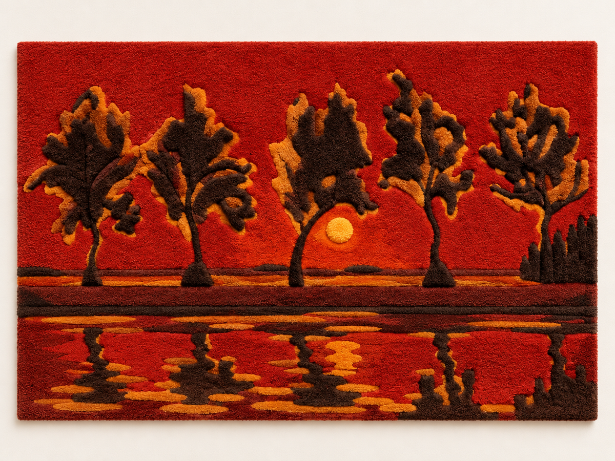 Trees on the Gein — Moonrise after Piet Mondrian — front product view on a pale beige background [product-light]