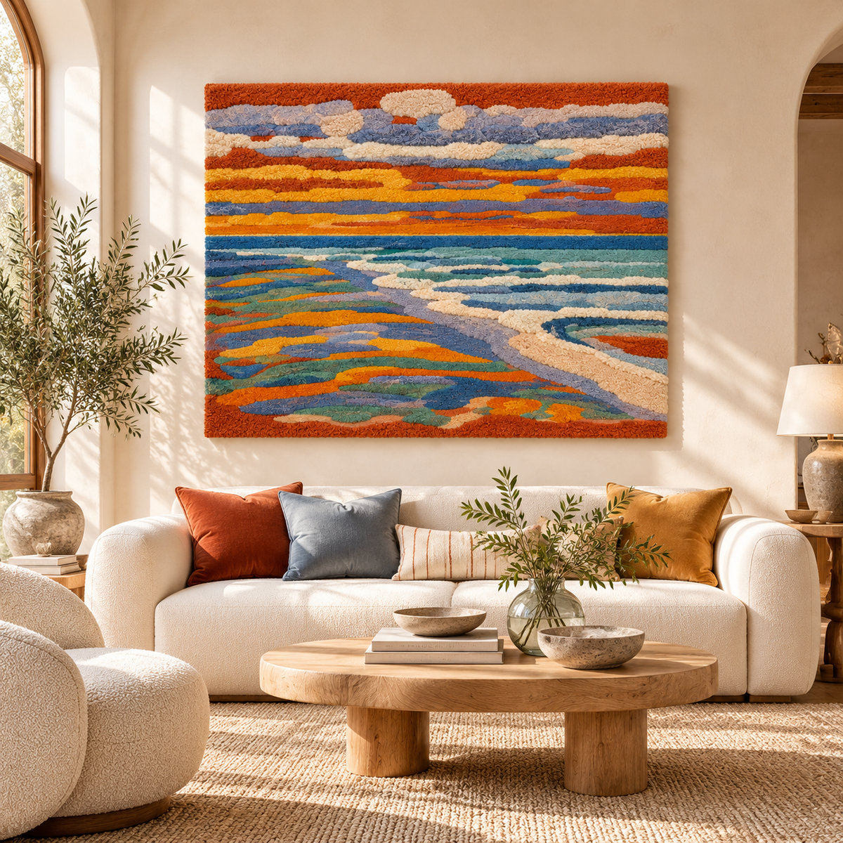 View from the Dunes with Beach and Piers, Domburg after Piet Mondrian — front-facing room scene [room-front]